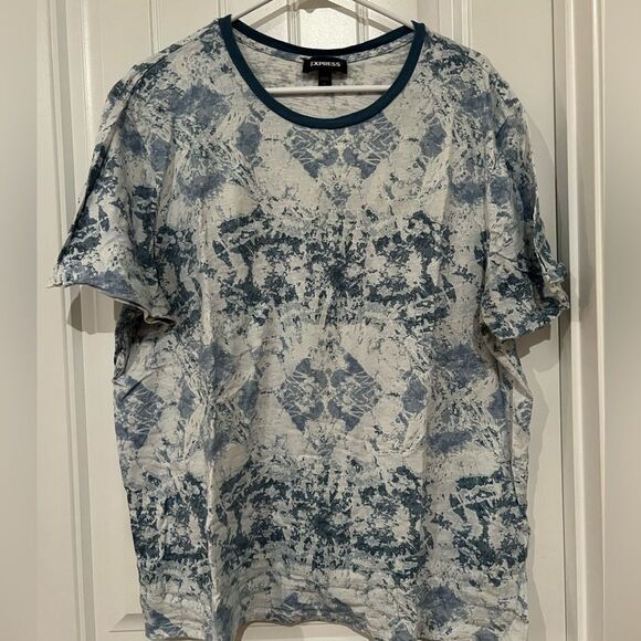 Express Blue Tie-Dye Short Sleeve Tee For Men - Picture 2 of 6